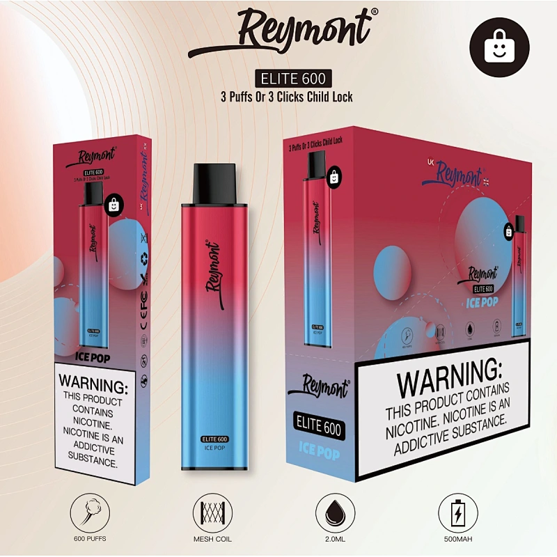 Reymont Elite 600 PUFFS Business Style Conciseness Disposable Electronic Cigarette Vape Pen Mesh Coil a Greater Flavour Delivery Until the Last Puff